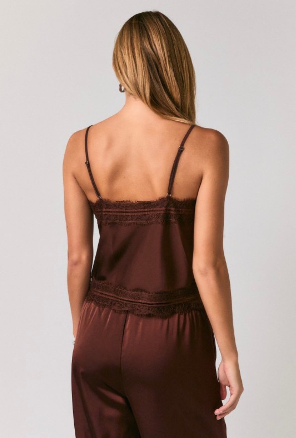 Brown Satin & Lace Cami