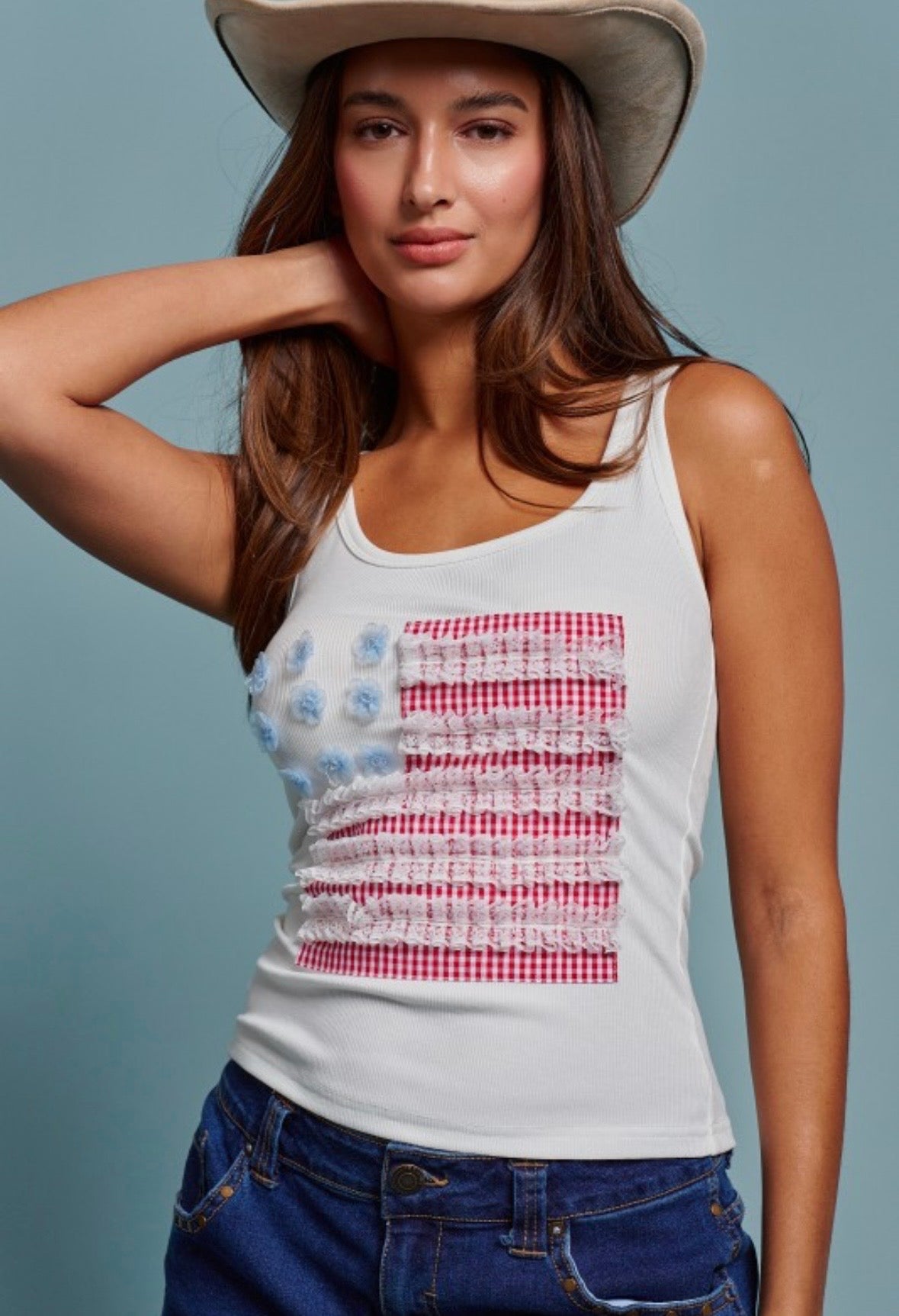 Embroidered American Flag Tank