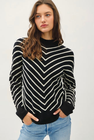 Black Chevron Stripe Sweater
