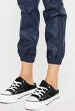 Navy Vegan Leather Jogger