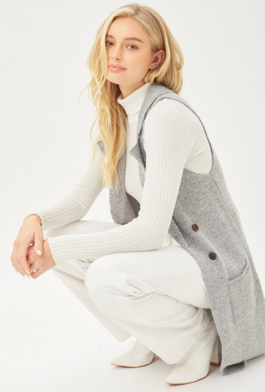 Grey Sweater Duster Vest