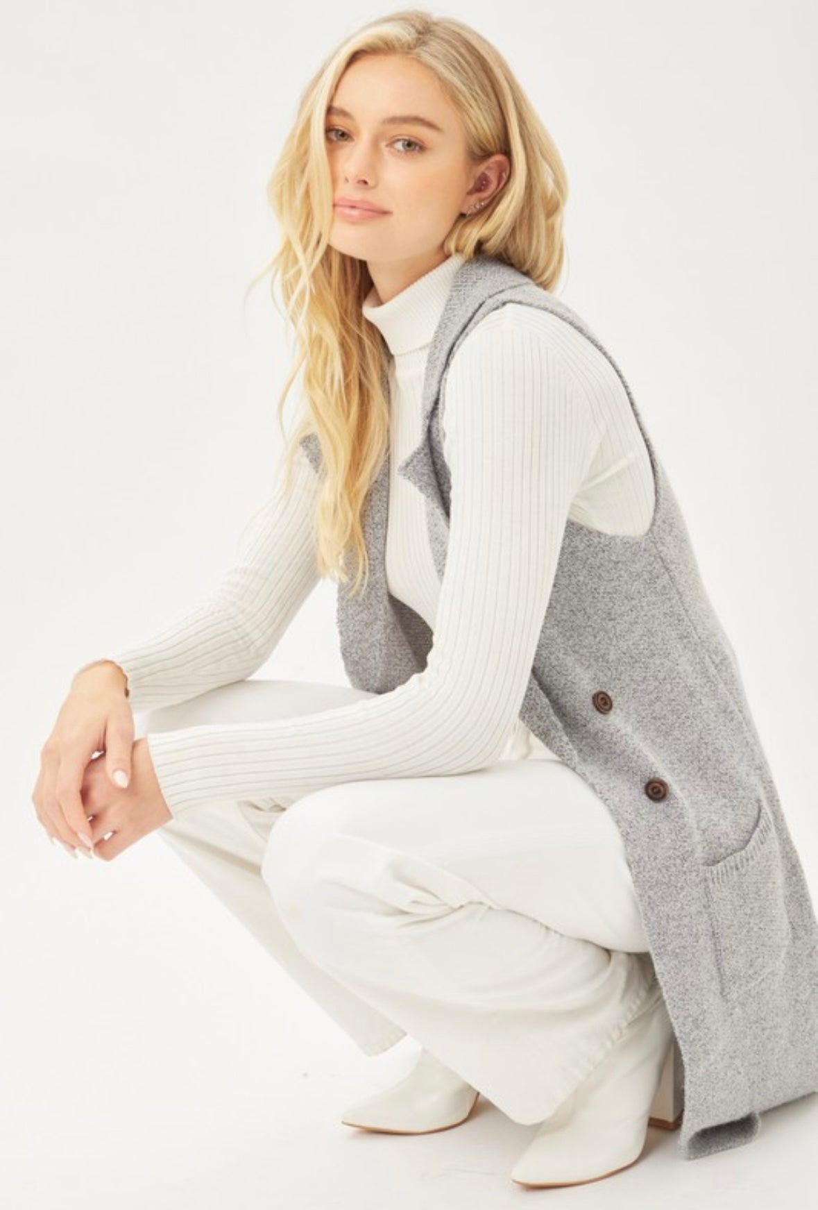 Grey Sweater Duster Vest