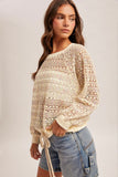 Multicolor Crochet Tie Sweater