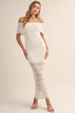 Cream Off The Shoulder Crochet Dress