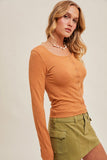 Camel Textured Snap Top