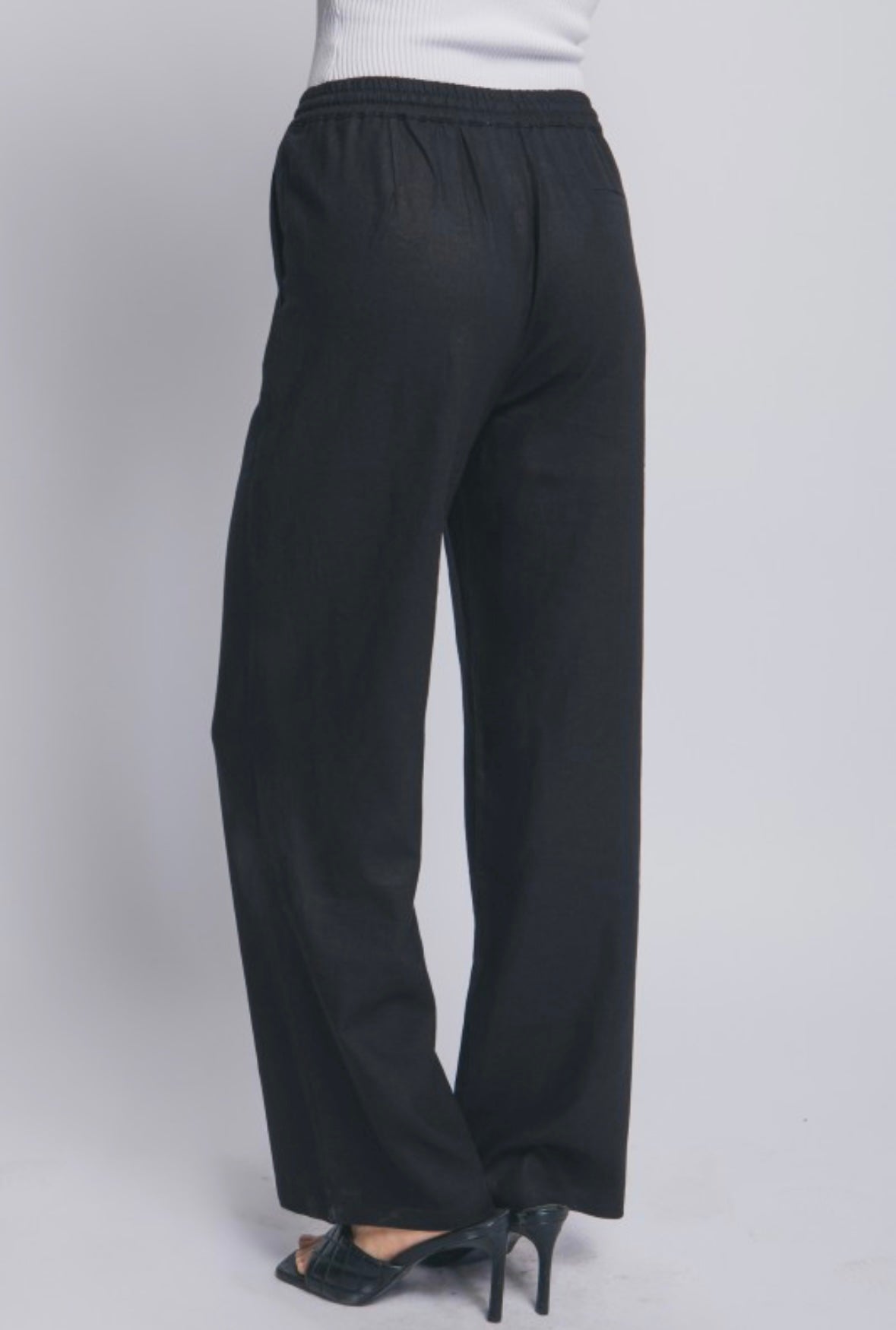 Black Linen Wide Leg Pants