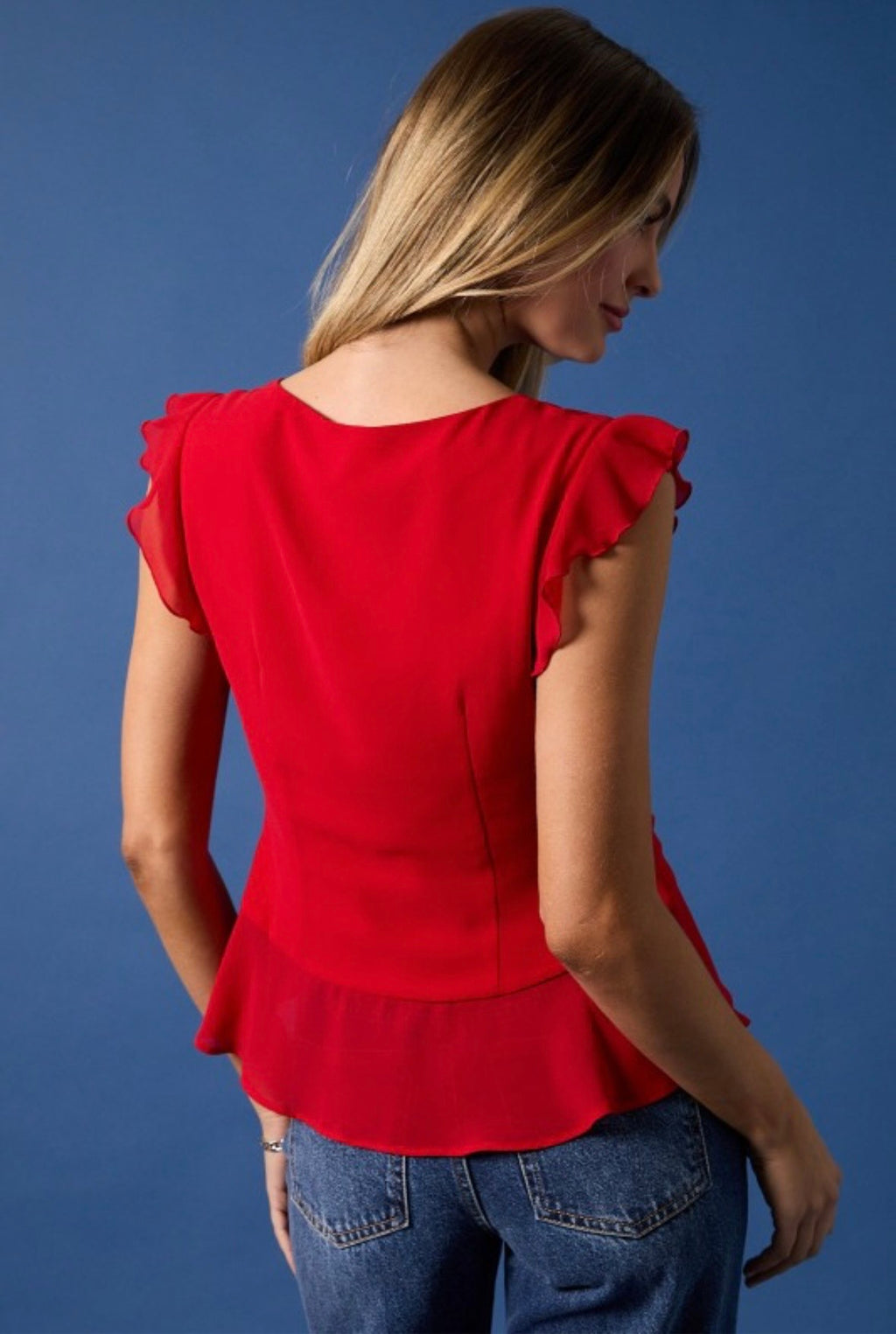 Red Tie Front Top