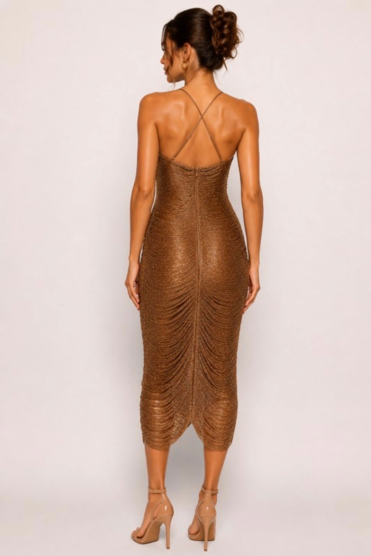 Bronze Layered Tassel Dress