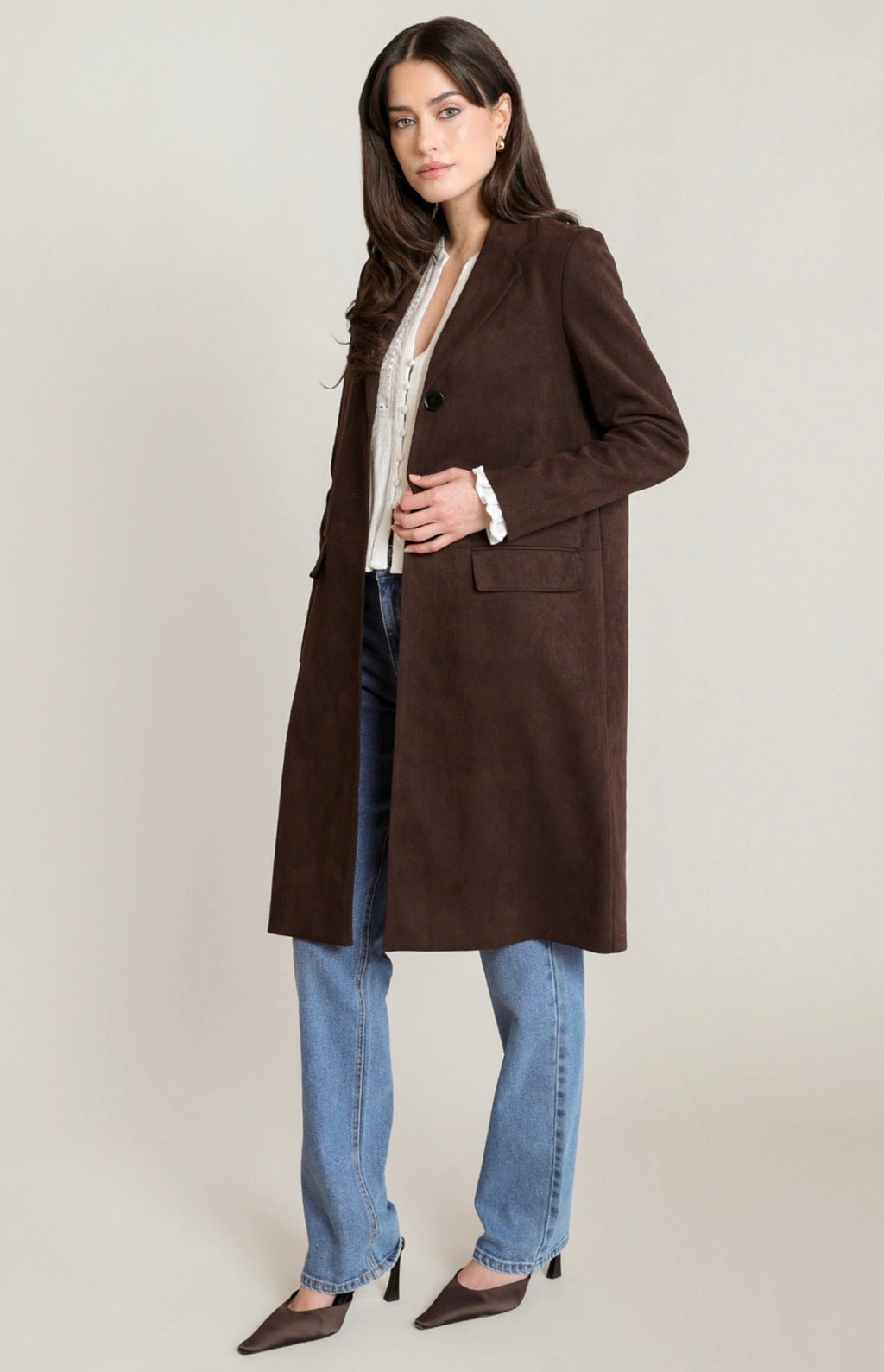 Chocolate Suede Trench Coat
