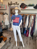 Blue Flag Knit Top