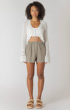 Cream Crochet Tie Cardigan