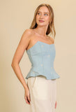 Denim Bow Bustier Top