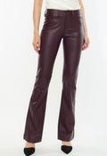 Wine Vegan Leather Flare Pants