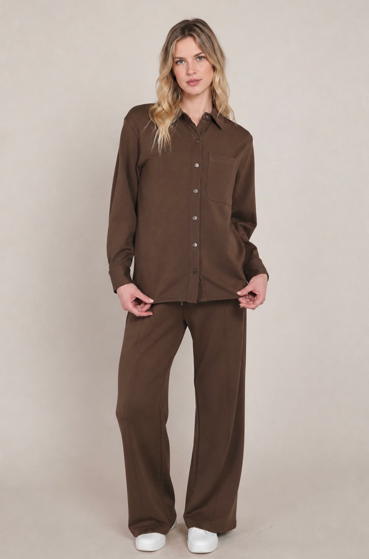 Milk Chocolate Button Down Sweatshirt