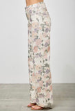 Cream Floral Wide Leg Jeans