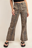 Leopard Print Wide Leg Jeans