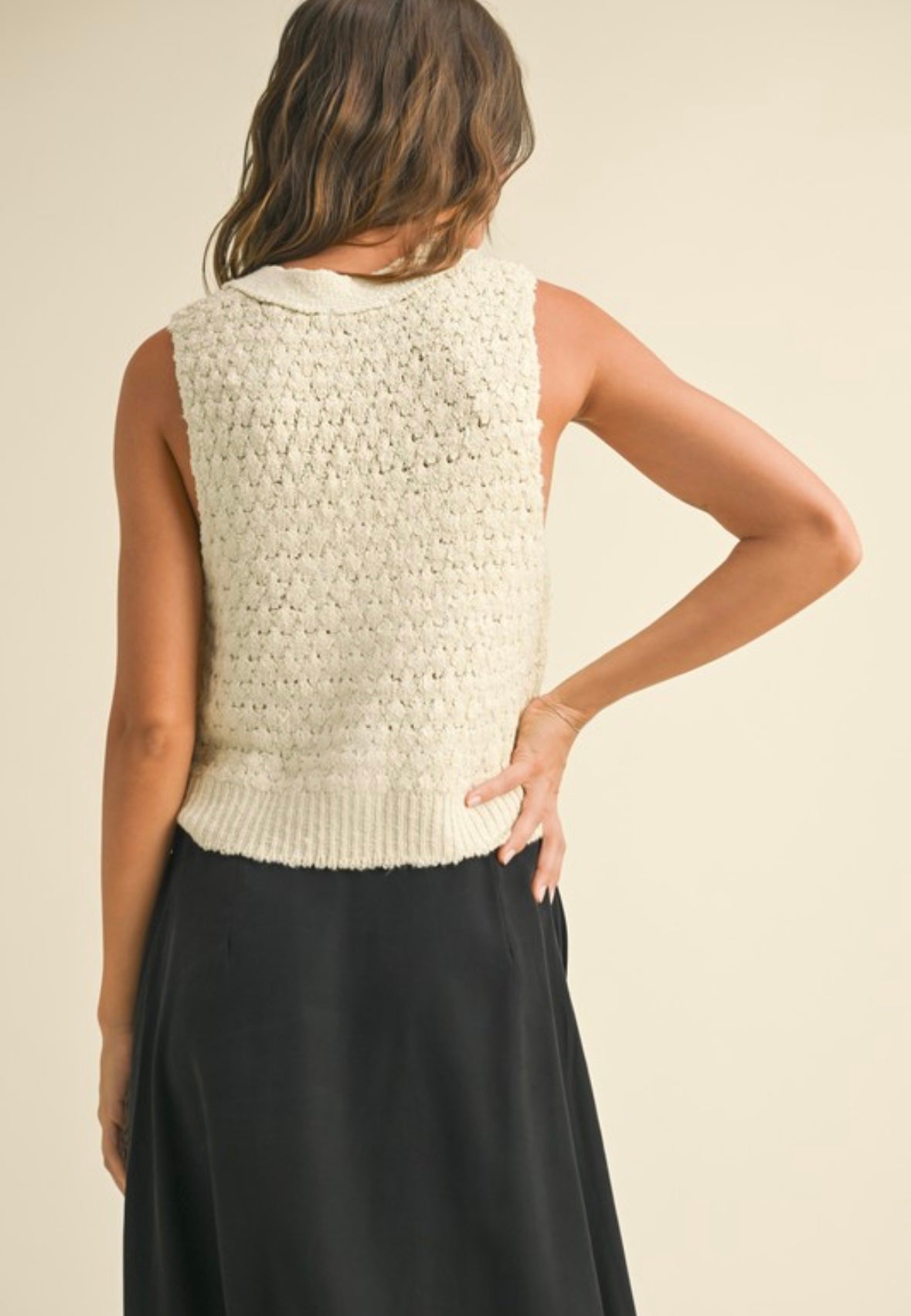 Cream Button Sweater Vest