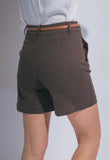 Brown Belted Bermuda Shorts