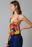 Multicolor Tropical Peplum Top