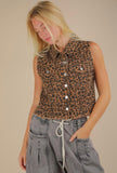 Leopard Denim Vest