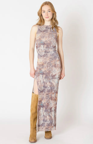 Neutral Abstract Mesh Dress