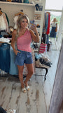 Indigo Linen Drawstring Shorts