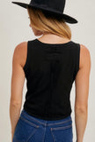 Black Button Down Tank Top