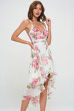 Dark Rose Floral High Low Dress