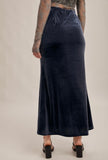 Sea Blue Velvet Midi Skirt