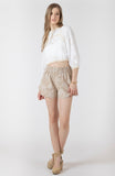 Beige Floral Shorts