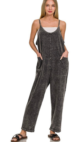 Black Washed Overalls