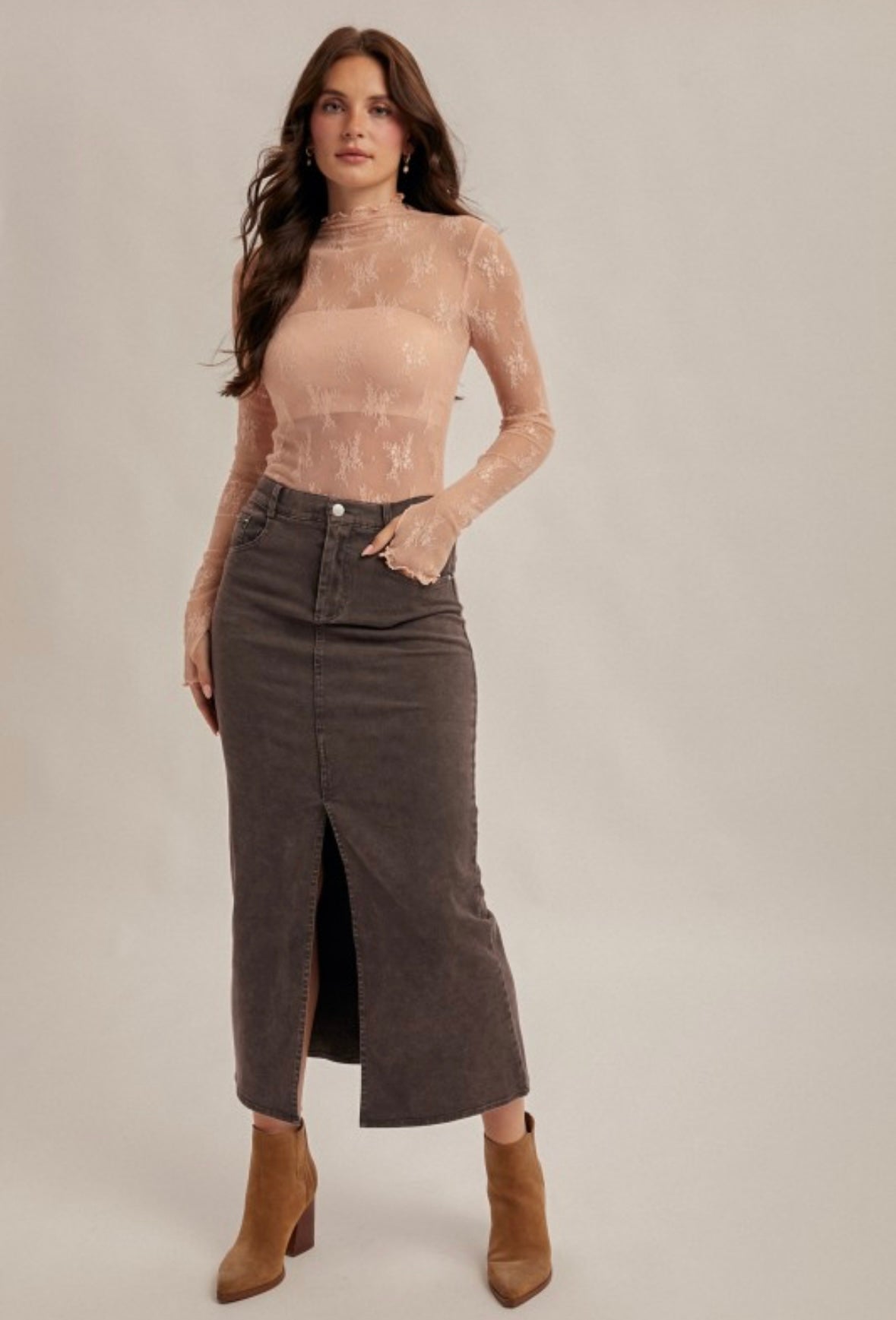 Grey Slit Skirt