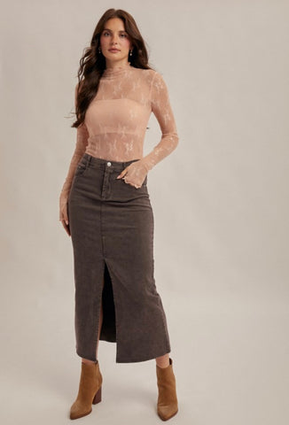 Grey Slit Skirt