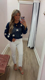 Navy Star Crochet Sweater