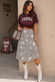 Cream Abstract Print Skirt