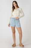 Beige Crochet Button Cardi