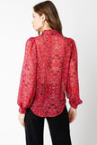 Pink Sheer Print Button Down