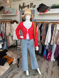 Red Crochet Tie Cardigan