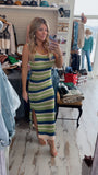 Navy Stripe Knit Maxi Dress