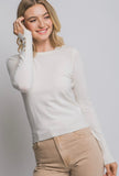 Cream Button Sleeve Sweater