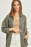 Olive Oversized Button Down