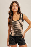 Mocha Striped Crochet Sweater Tank