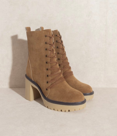 Camel Jenna Platform Military Boots