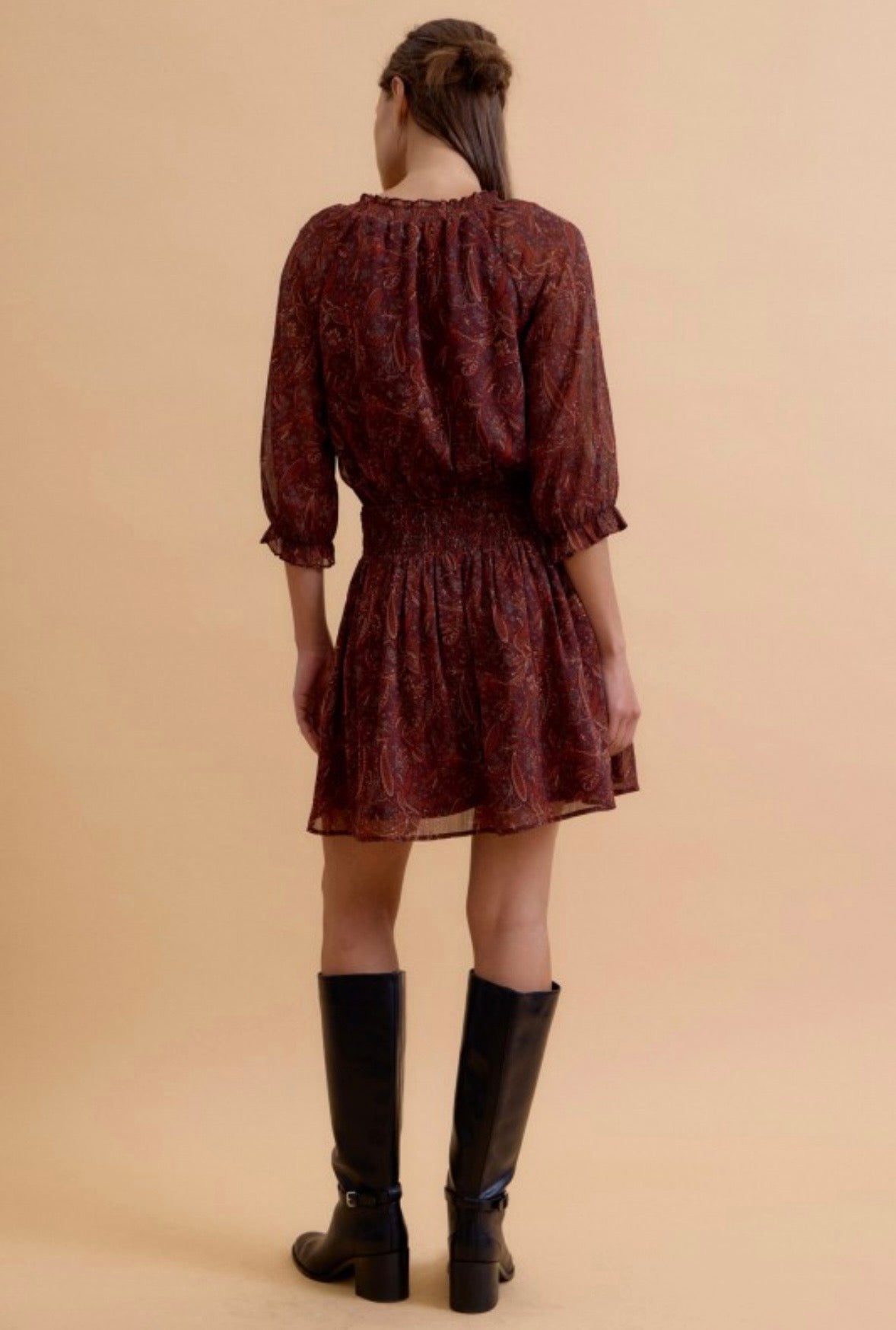 Wine Paisley Dress