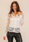 White Lace Button Down