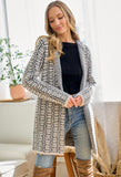 White Hooded Block Cardigan