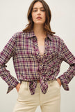 Plum Plaid Button Down Top