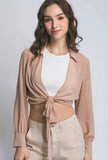 Tan Sheer Tie Shirt