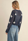 Navy Star Crochet Sweater