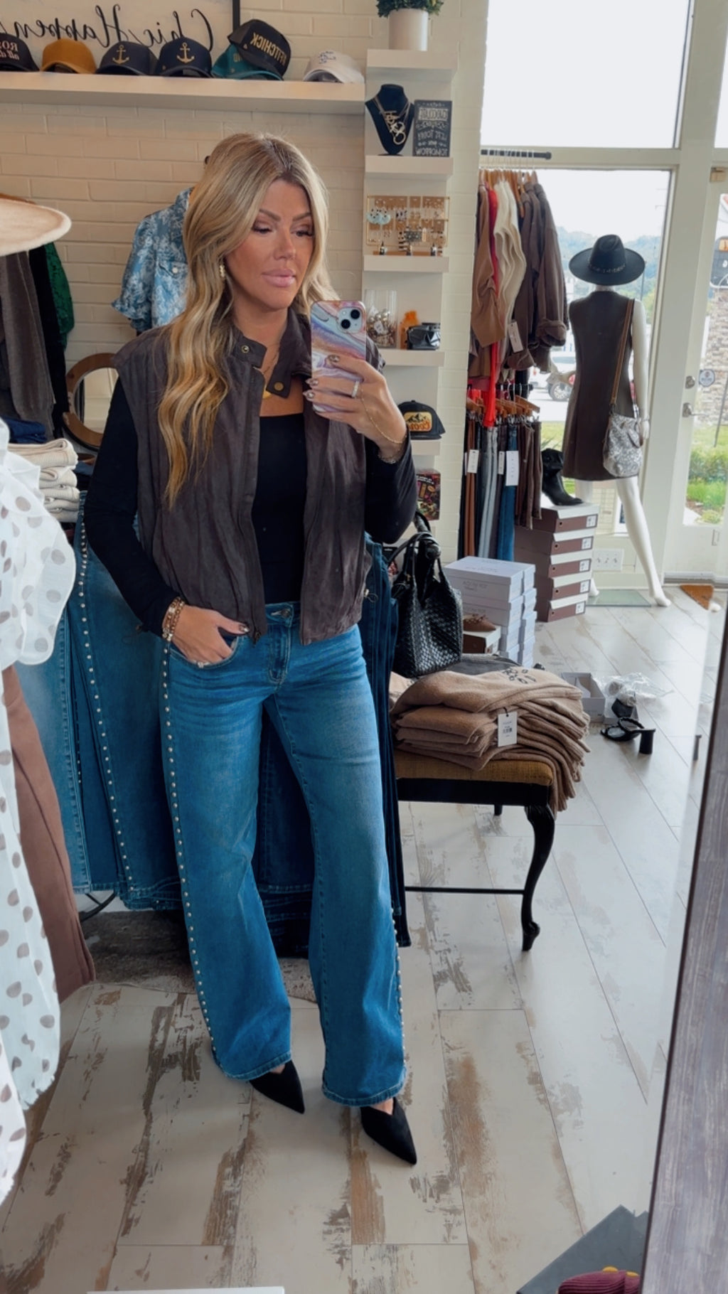 Charcoal Suede Bubble Vest